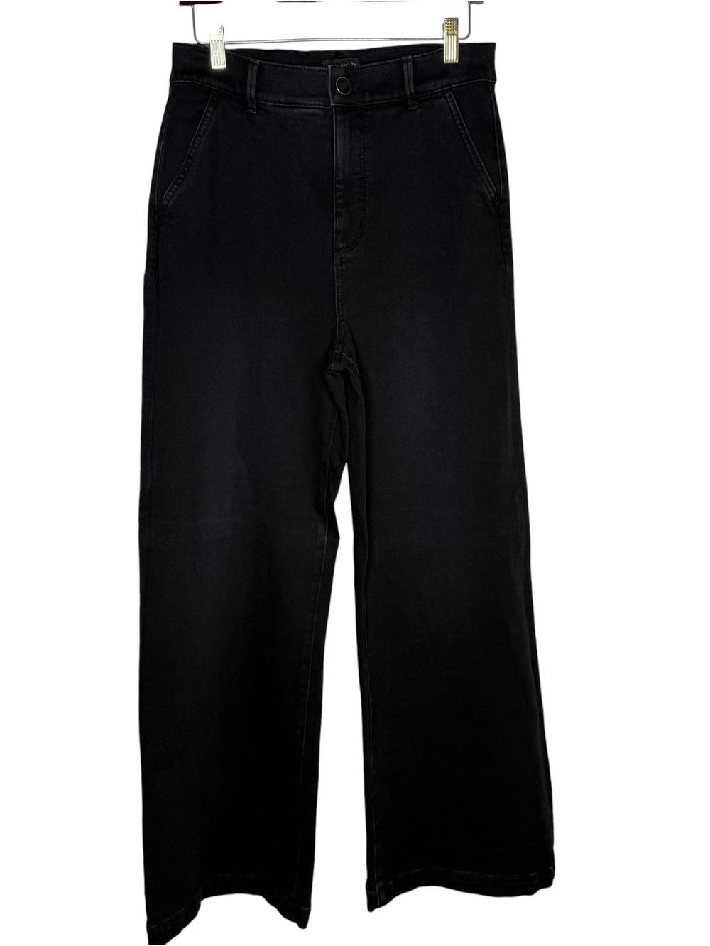 Ann Taylor Wide Leg Trouser Jeans Size 8 Dark Wash High Rise Stretch Denim
